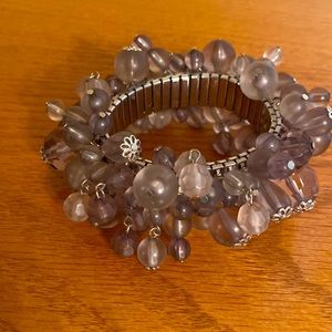 Silver beaded stretch bracelet